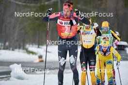 27.03.2021, Valadalen, Sweden (SWE): Oskar Kardin (SWE), Lina Korsgren (SWE), Emilie Fleten (NOR), (l-r) - Visma Ski Classics Arefjaellsloppet, Valadalen (SWE). www.nordicfocus.com. © Visma Ski Classics/Magnus Oesth/NordicFocus. Every downloaded picture is fee-liable.