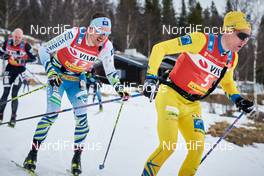 27.03.2021, Valadalen, Sweden (SWE): Ari Luusua (FIN), Stian Hoelgaard (NOR), (l-r) - Visma Ski Classics Arefjaellsloppet, Valadalen (SWE). www.nordicfocus.com. © Visma Ski Classics/Magnus Oesth/NordicFocus. Every downloaded picture is fee-liable.