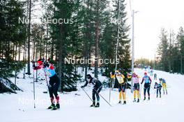 19.12.2021, Groenklitt, Sweden (SWE): Marit Bjørgen (NOR), Emilie Fleten (NOR), Lina Korsgren (SWE), Ida Dahl (SWE), Anikken Gjerde Alnes (NOR), (l-r) - Visma Ski Classics Orsa Groenklitt Individual Prologue - Groenklitt (SWE). www.nordicfocus.com. © Modica/NordicFocus. Every downloaded picture is fee-liable.