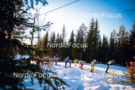 19.12.2021, Groenklitt, Sweden (SWE): Ermil Vokuev (RUS), Marcus Johansson (SWE), Simen Engebretsen Nordli (NOR), Martin Johnsrud Sundby (NOR), Emil Persson (SWE), (l-r) - Visma Ski Classics Orsa Groenklitt Individual Prologue - Groenklitt (SWE). www.nordicfocus.com. © Modica/NordicFocus. Every downloaded picture is fee-liable.