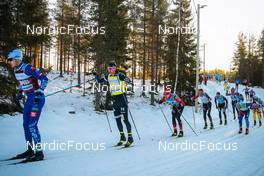 19.12.2021, Groenklitt, Sweden (SWE): Ermil Vokuev (RUS), Emil Persson (SWE), Andreas Nygaard (NOR), Anders Aukland (NOR), Maxim Vylegzanin (RUS), (l-r) - Visma Ski Classics Orsa Groenklitt Individual Prologue - Groenklitt (SWE). www.nordicfocus.com. © Modica/NordicFocus. Every downloaded picture is fee-liable.