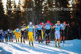 19.12.2021, Groenklitt, Sweden (SWE): Emil Persson (SWE), Martin Johnsrud Sundby (NOR), Oskar Kardin (SWE), Kasper Stadaas (NOR), Morten Eide Pedersen (NOR), (l-r) - Visma Ski Classics Orsa Groenklitt Individual Prologue - Groenklitt (SWE). www.nordicfocus.com. © Modica/NordicFocus. Every downloaded picture is fee-liable.