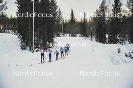 18.12.2021, Groenklitt, Sweden (SWE): Kardin Oskar (SWE), Nygaard Andreas (NOR), There Joar (NOR), Aukland Andres (NOR), Johaug Karstein (NOR), Hoel Johan (NOR), Stadaas Kasper (NOR), (l-r)  - Visma Ski Classics Orsa Groenklitt Individual Prologue - Groenklitt (SWE). www.nordicfocus.com. © Modica/NordicFocus. Every downloaded picture is fee-liable.