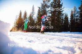 19.12.2021, Groenklitt, Sweden (SWE): Amund Riege (NOR), Eirik Sverdrup Augdal (NOR), (l-r) - Visma Ski Classics Orsa Groenklitt Individual Prologue - Groenklitt (SWE). www.nordicfocus.com. © Modica/NordicFocus. Every downloaded picture is fee-liable.