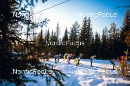 19.12.2021, Groenklitt, Sweden (SWE): Ermil Vokuev (RUS), Marcus Johansson (SWE), Simen Engebretsen Nordli (NOR), Tord Asle Gjerdalen (NOR), Emil Persson (SWE) - Visma Ski Classics Orsa Groenklitt Individual Prologue - Groenklitt (SWE). www.nordicfocus.com. © Modica/NordicFocus. Every downloaded picture is fee-liable.