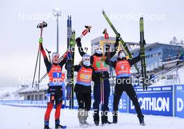 08.01.2022, Oberhof, Germany (GER): Marte Olsbu Roeiseland (NOR), Ingrid Landmark Tandrevold (NOR), Johannes Thingnes Boe (NOR), Tarjei Boe (NOR) -  IBU World Cup Biathlon, relay mixed, Oberhof (GER). www.nordicfocus.com. © Manzoni/NordicFocus. Every downloaded picture is fee-liable.