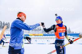 08.01.2022, Oberhof, Germany (GER): Roman Rees (GER), Vanessa Hinz (GER), (l-r) -  IBU World Cup Biathlon, relay mixed, Oberhof (GER). www.nordicfocus.com. © Manzoni/NordicFocus. Every downloaded picture is fee-liable.