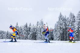 08.01.2022, Oberhof, Germany (GER): Sebastian Samuelsson (SWE), Tero Seppala (FIN), Maksim Tsvetkov (RUS), (l-r) -  IBU World Cup Biathlon, relay mixed, Oberhof (GER). www.nordicfocus.com. © Manzoni/NordicFocus. Every downloaded picture is fee-liable.