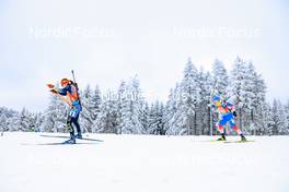 08.01.2022, Oberhof, Germany (GER): Vanessa Voigt (GER), Irina Kazakevich (RUS), (l-r) -  IBU World Cup Biathlon, relay mixed, Oberhof (GER). www.nordicfocus.com. © Manzoni/NordicFocus. Every downloaded picture is fee-liable.