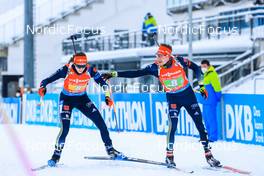 08.01.2022, Oberhof, Germany (GER): Vanessa Voigt (GER), Benedikt Doll (GER), (l-r) -  IBU World Cup Biathlon, relay mixed, Oberhof (GER). www.nordicfocus.com. © Manzoni/NordicFocus. Every downloaded picture is fee-liable.
