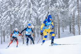 09.01.2022, Oberhof, Germany (GER): Sebastian Samuelsson (SWE), Erik Lesser (GER), Vetle Sjaastad Christiansen (NOR), (l-r) -  IBU World Cup Biathlon, pursuit men, Oberhof (GER). www.nordicfocus.com. © Manzoni/NordicFocus. Every downloaded picture is fee-liable.