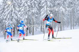 09.01.2022, Oberhof, Germany (GER): Tarjei Boe (NOR), Daniil Serokhvostov (RUS), Anton Babikov (RUS), (l-r) -  IBU World Cup Biathlon, pursuit men, Oberhof (GER). www.nordicfocus.com. © Manzoni/NordicFocus. Every downloaded picture is fee-liable.