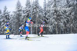 09.01.2022, Oberhof, Germany (GER): Mona Brorsson (SWE), Irina Kazakevich (RUS), Lisa Theresa Hauser (AUT), (l-r) -  IBU World Cup Biathlon, pursuit women, Oberhof (GER). www.nordicfocus.com. © Manzoni/NordicFocus. Every downloaded picture is fee-liable.