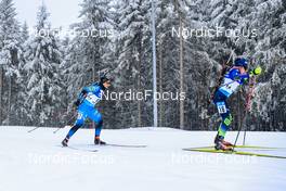 09.01.2022, Oberhof, Germany (GER): Iryna Leshchanka (BLR), Anais Bescond (FRA), (l-r) -  IBU World Cup Biathlon, pursuit women, Oberhof (GER). www.nordicfocus.com. © Manzoni/NordicFocus. Every downloaded picture is fee-liable.
