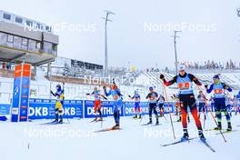 08.01.2022, Oberhof, Germany (GER): Vetle Sjaastad Christiansen (NOR), Fabien Claude (FRA), Dzmitry Lazouski (BLR), (l-r) -  IBU World Cup Biathlon, single mixed relay, Oberhof (GER). www.nordicfocus.com. © Manzoni/NordicFocus. Every downloaded picture is fee-liable.