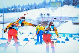 08.01.2022, Oberhof, Germany (GER): Florent Claude (BEL), Lotte Lie (BEL), (l-r) -  IBU World Cup Biathlon, single mixed relay, Oberhof (GER). www.nordicfocus.com. © Manzoni/NordicFocus. Every downloaded picture is fee-liable.