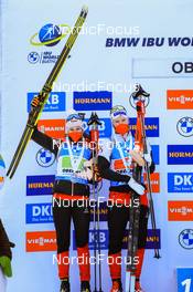 08.01.2022, Oberhof, Germany (GER): Lisa Theresa Hauser (AUT), Simon Eder (AUT), (l-r) -  IBU World Cup Biathlon, single mixed relay, Oberhof (GER). www.nordicfocus.com. © Manzoni/NordicFocus. Every downloaded picture is fee-liable.
