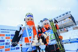 08.01.2022, Oberhof, Germany (GER): Simon Eder (AUT), Lisa Theresa Hauser (AUT), (l-r) -  IBU World Cup Biathlon, single mixed relay, Oberhof (GER). www.nordicfocus.com. © Manzoni/NordicFocus. Every downloaded picture is fee-liable.