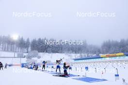 07.01.2022, Oberhof, Germany (GER): (l-r), Irina Kazakevich (RUS), Marketa Davidova (CZE), Emilie Aagheim Kalkenberg (NOR), Justine Braisaz-Bouchet (FRA), Anna Magnusson (SWE), Vanessa Voigt (GER) -  IBU World Cup Biathlon, sprint women, Oberhof (GER). www.nordicfocus.com. © Manzoni/NordicFocus. Every downloaded picture is fee-liable.