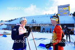 06.01.2022, Oberhof, Germany (GER): Nastassia Kinnunen (FIN), Darya Domracheva (BLR), (l-r) - IBU World Cup Biathlon, training, Oberhof (GER). www.nordicfocus.com. © Manzoni/NordicFocus. Every downloaded picture is fee-liable.
