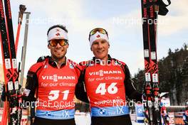16.01.2022, Ruhpolding, Germany (GER): Christian Gow (CAN), Scott Gow (CAN), (l-r) - IBU World Cup Biathlon, pursuit men, Ruhpolding (GER). www.nordicfocus.com. © Manzoni/NordicFocus. Every downloaded picture is fee-liable.