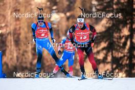 16.01.2022, Ruhpolding, Germany (GER): Erlend Bjoentegaard (NOR), Eric Perrot (FRA), (l-r) - IBU World Cup Biathlon, pursuit men, Ruhpolding (GER). www.nordicfocus.com. © Manzoni/NordicFocus. Every downloaded picture is fee-liable.