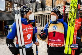 16.01.2022, Ruhpolding, Germany (GER): Simon Desthieux (FRA), Quentin Fillon Maillet (FRA), (l-r) - IBU World Cup Biathlon, pursuit men, Ruhpolding (GER). www.nordicfocus.com. © Manzoni/NordicFocus. Every downloaded picture is fee-liable.