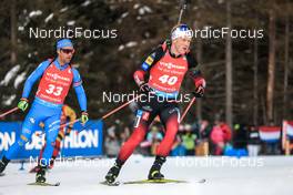 16.01.2022, Ruhpolding, Germany (GER): Johannes Dale (NOR), Thomas Bormolini (ITA), (l-r) - IBU World Cup Biathlon, pursuit men, Ruhpolding (GER). www.nordicfocus.com. © Manzoni/NordicFocus. Every downloaded picture is fee-liable.