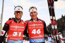 16.01.2022, Ruhpolding, Germany (GER): Christian Gow (CAN), Scott Gow (CAN), (l-r) - IBU World Cup Biathlon, pursuit men, Ruhpolding (GER). www.nordicfocus.com. © Manzoni/NordicFocus. Every downloaded picture is fee-liable.