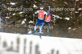 16.01.2022, Ruhpolding, Germany (GER): Tero Seppala (FIN), Erik Lesser (GER), (l-r) - IBU World Cup Biathlon, pursuit men, Ruhpolding (GER). www.nordicfocus.com. © Manzoni/NordicFocus. Every downloaded picture is fee-liable.