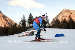 16.01.2022, Ruhpolding, Germany (GER): Fabien Claude (FRA) - IBU World Cup Biathlon, pursuit men, Ruhpolding (GER). www.nordicfocus.com. © Manzoni/NordicFocus. Every downloaded picture is fee-liable.