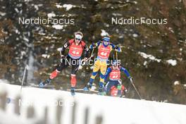 16.01.2022, Ruhpolding, Germany (GER): Jules Burnotte (CAN), Jesper Nelin (SWE), (l-r) - IBU World Cup Biathlon, pursuit men, Ruhpolding (GER). www.nordicfocus.com. © Manzoni/NordicFocus. Every downloaded picture is fee-liable.