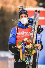 16.01.2022, Ruhpolding, Germany (GER): Simon Desthieux (FRA) - IBU World Cup Biathlon, pursuit men, Ruhpolding (GER). www.nordicfocus.com. © Manzoni/NordicFocus. Every downloaded picture is fee-liable.