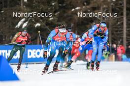16.01.2022, Ruhpolding, Germany (GER): Fabien Claude (FRA), Dominik Windisch (ITA), (l-r) - IBU World Cup Biathlon, pursuit men, Ruhpolding (GER). www.nordicfocus.com. © Manzoni/NordicFocus. Every downloaded picture is fee-liable.