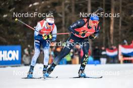 16.01.2022, Ruhpolding, Germany (GER): Erik Lesser (GER), Tero Seppala (FIN), (l-r) - IBU World Cup Biathlon, pursuit men, Ruhpolding (GER). www.nordicfocus.com. © Manzoni/NordicFocus. Every downloaded picture is fee-liable.