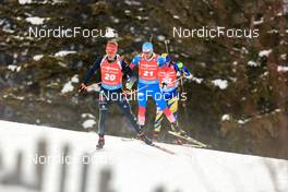 16.01.2022, Ruhpolding, Germany (GER): Roman Rees (GER), Maksim Tsvetkov (RUS), (l-r) - IBU World Cup Biathlon, pursuit men, Ruhpolding (GER). www.nordicfocus.com. © Manzoni/NordicFocus. Every downloaded picture is fee-liable.