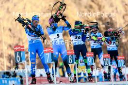16.01.2022, Ruhpolding, Germany (GER): Dorothea Wierer (ITA), Justine Braisaz-Bouchet (FRA), Hanna Sola (BLR), (l-r) - IBU World Cup Biathlon, pursuit women, Ruhpolding (GER). www.nordicfocus.com. © Manzoni/NordicFocus. Every downloaded picture is fee-liable.