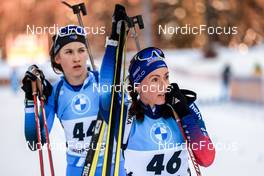16.01.2022, Ruhpolding, Germany (GER): Paula Botet (FRA), Selina Gasparin (SUI), (l-r) - IBU World Cup Biathlon, pursuit women, Ruhpolding (GER). www.nordicfocus.com. © Manzoni/NordicFocus. Every downloaded picture is fee-liable.