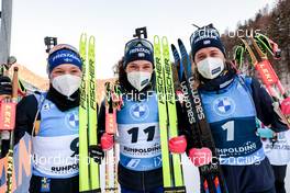 16.01.2022, Ruhpolding, Germany (GER): Linn Persson (SWE), Hanna Oeberg (SWE), Elvira Oeberg (SWE), (l-r) - IBU World Cup Biathlon, pursuit women, Ruhpolding (GER). www.nordicfocus.com. © Manzoni/NordicFocus. Every downloaded picture is fee-liable.