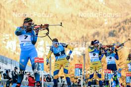 16.01.2022, Ruhpolding, Germany (GER): Anais Bescond (FRA), Elvira Oeberg (SWE), Linn Persson (SWE), Dzinara Alimbekava (BLR), (l-r) - IBU World Cup Biathlon, pursuit women, Ruhpolding (GER). www.nordicfocus.com. © Manzoni/NordicFocus. Every downloaded picture is fee-liable.