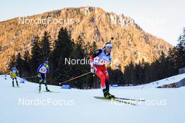15.01.2022, Ruhpolding, Germany (GER): Peppe Femling (SWE), Mikita Labastau (BLR), David Komatz (AUT), (l-r) - IBU World Cup Biathlon, relay men, Ruhpolding (GER). www.nordicfocus.com. © Manzoni/NordicFocus. Every downloaded picture is fee-liable.