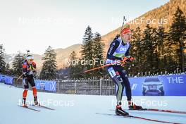 15.01.2022, Ruhpolding, Germany (GER): Christian Gow (CAN), Roman Rees (GER), (l-r) - IBU World Cup Biathlon, relay men, Ruhpolding (GER). www.nordicfocus.com. © Manzoni/NordicFocus. Every downloaded picture is fee-liable.