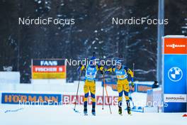 15.01.2022, Ruhpolding, Germany (GER): Sebastian Samuelsson (SWE), Martin Ponsiluoma (SWE), (l-r) - IBU World Cup Biathlon, relay men, Ruhpolding (GER). www.nordicfocus.com. © Manzoni/NordicFocus. Every downloaded picture is fee-liable.