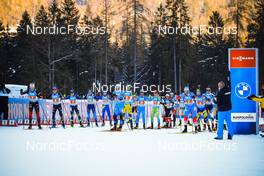 15.01.2022, Ruhpolding, Germany (GER): Event Feature: Track atmosphere: start of menÕs race- IBU World Cup Biathlon, relay men, Ruhpolding (GER). www.nordicfocus.com. © Manzoni/NordicFocus. Every downloaded picture is fee-liable.