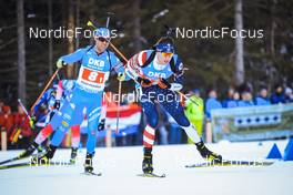 15.01.2022, Ruhpolding, Germany (GER): Thomas Bormolini (ITA), Sean Doherty (USA), (l-r) - IBU World Cup Biathlon, relay men, Ruhpolding (GER). www.nordicfocus.com. © Manzoni/NordicFocus. Every downloaded picture is fee-liable.