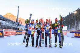 15.01.2022, Ruhpolding, Germany (GER): Erik Lesser (GER), Roman Rees (GER), Benedikt Doll (GER), Philipp Nawrath (GER), (l-r) - IBU World Cup Biathlon, relay men, Ruhpolding (GER). www.nordicfocus.com. © Manzoni/NordicFocus. Every downloaded picture is fee-liable.