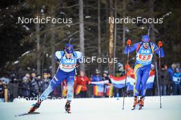15.01.2022, Ruhpolding, Germany (GER): Tuomas Harjula (FIN), Dmitrii Shamaev (ROU), (l-r) - IBU World Cup Biathlon, relay men, Ruhpolding (GER). www.nordicfocus.com. © Manzoni/NordicFocus. Every downloaded picture is fee-liable.
