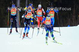 14.01.2022, Ruhpolding, Germany (GER): Vanessa Hinz (GER), Tuuli Tomingas (EST), Katharina Innerhofer (AUT), Dzinara Alimbekava (BLR), Chloe Chevalier (FRA), (l-r) - IBU World Cup Biathlon, relay women, Ruhpolding (GER). www.nordicfocus.com. © Manzoni/NordicFocus. Every downloaded picture is fee-liable.