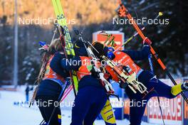 14.01.2022, Ruhpolding, Germany (GER): Stina Nilsson (SWE), Anna Magnusson (SWE), Johanna Skottheim (SWE), (l-r) - IBU World Cup Biathlon, relay women, Ruhpolding (GER). www.nordicfocus.com. © Manzoni/NordicFocus. Every downloaded picture is fee-liable.