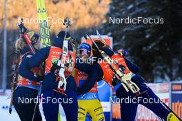 14.01.2022, Ruhpolding, Germany (GER): Stina Nilsson (SWE), Anna Magnusson (SWE), Johanna Skottheim (SWE), (l-r) - IBU World Cup Biathlon, relay women, Ruhpolding (GER). www.nordicfocus.com. © Manzoni/NordicFocus. Every downloaded picture is fee-liable.